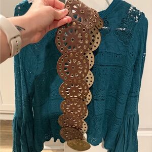 Free People Teal Lace Top and Belt